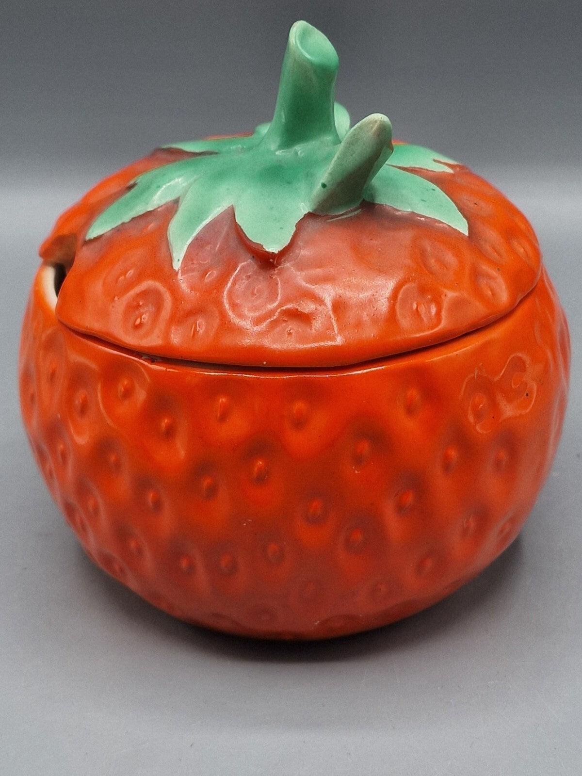 Keramik Zuckerdose, Antiquität, Erdbeere